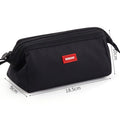 Large-capacity Oxford cloth pencil case with double zipper in yellow, with interior storage visible
