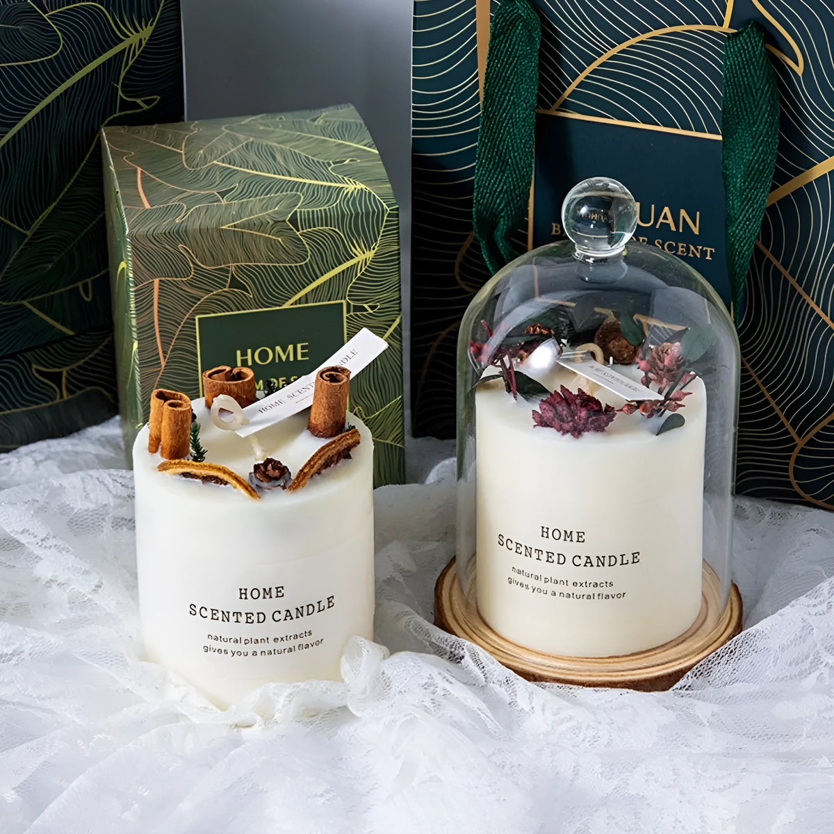 Handmade soy wax aromatherapy candle in cup shape with real flower fragrance, available in four scents and gift box style