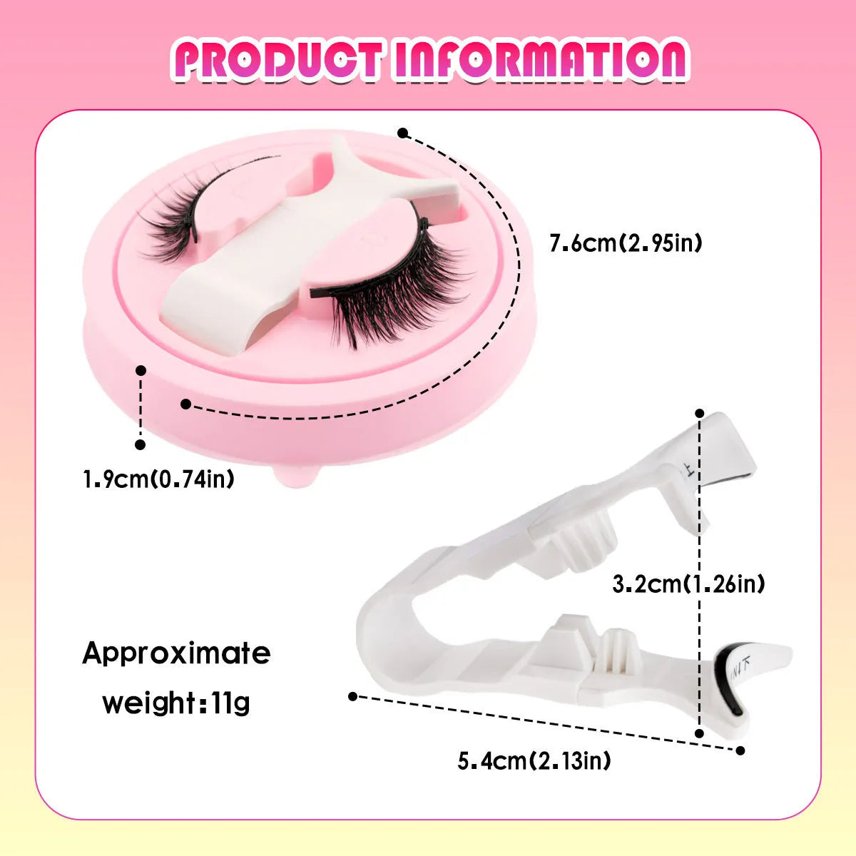 Reusable waterproof false eyelashes with glue-free band in five thickness specifications