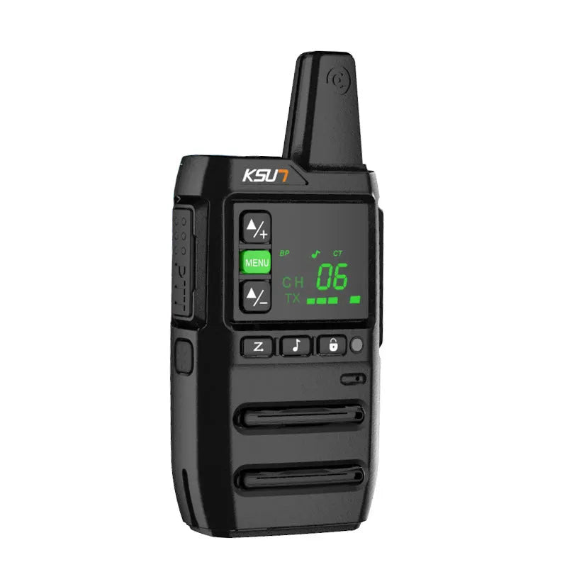 KSU7 civil high-power walkie-talkie in black finish, 5W 400-470MHz UHF, 88x48x18mm