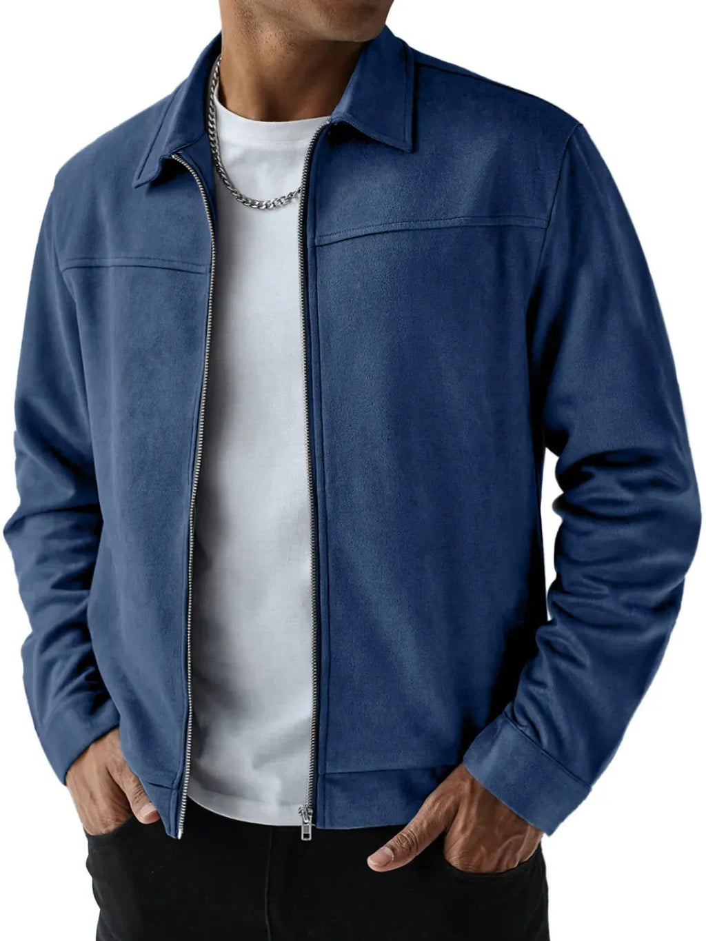 Men's slim fit long sleeve light business jacket with polyester lining, shown in one of ten colours and sizes S to 5XL