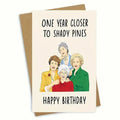 Simple printed birthday greeting card with examples of yellow, purple, pink, red, and kraft paper envelopes.