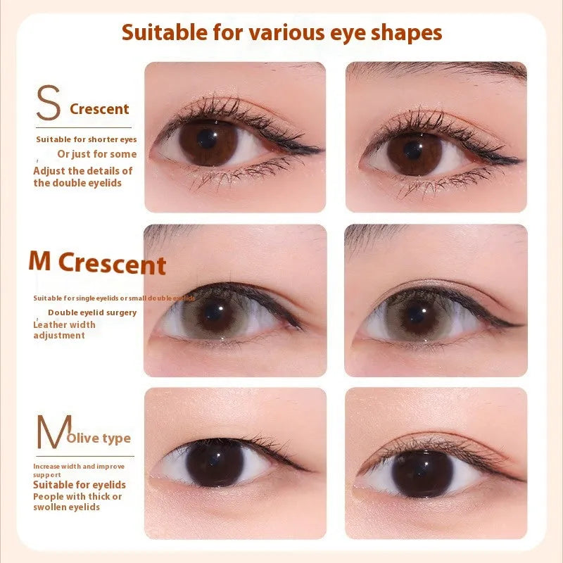 Clear lace double eyelid stickers roll with crescent and olive shapes for Asian eyelids
