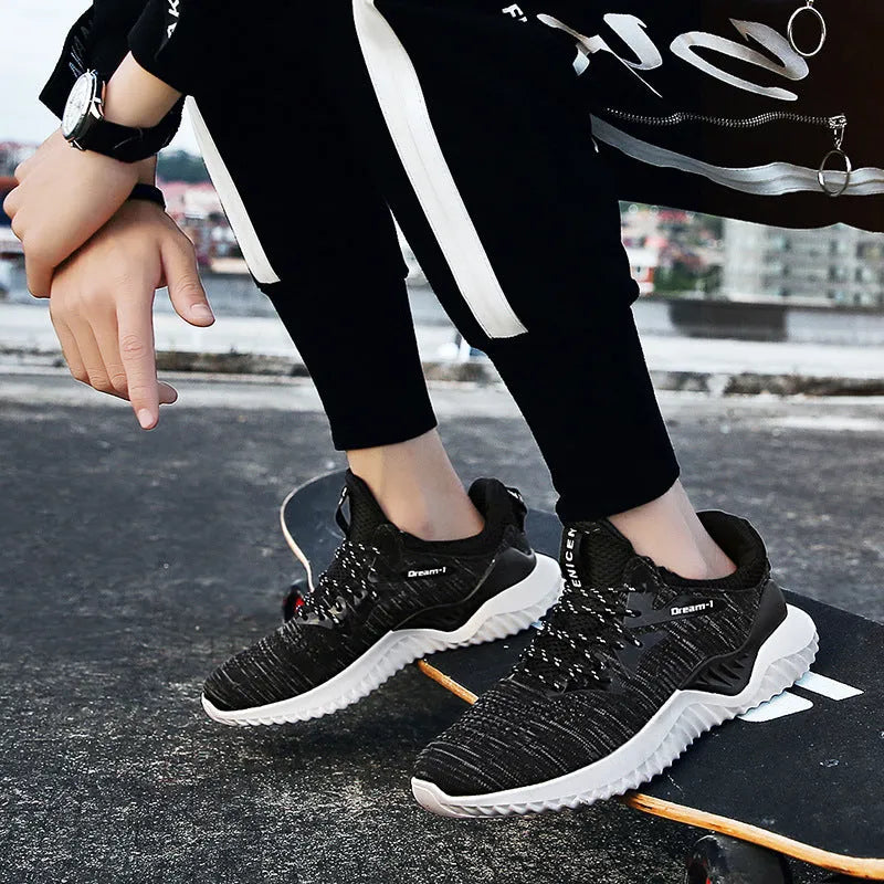 Men's low-top running shoes in multiple colours with a mesh upper and front strap.