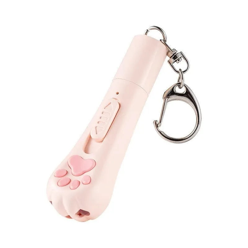 Plastic cat pen light charging toy in cream white, pink or sky blue colours with self-hi relieving stuffy feature