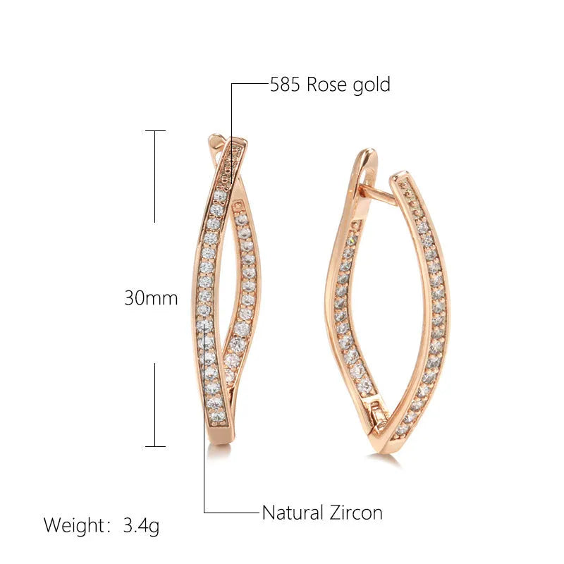 Geometric-shaped zircon eardrop earrings for women in H0493 colour, made from copper.