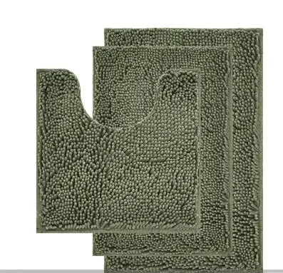 Chenille long hair U-shaped three-piece bathroom toilet carpet set in modern simplicity style