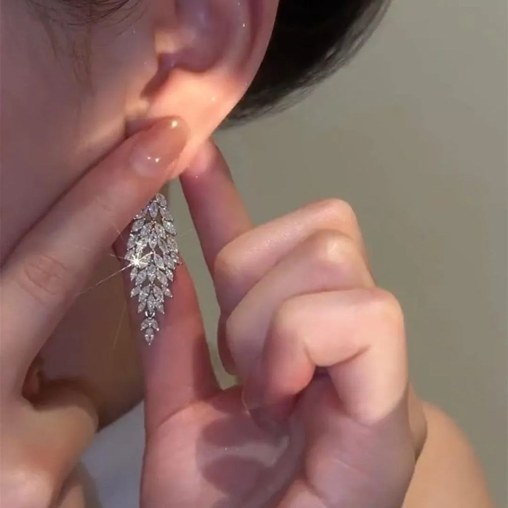 Silver plated anti-allergy auricular needle earrings with Japanese Korean style design