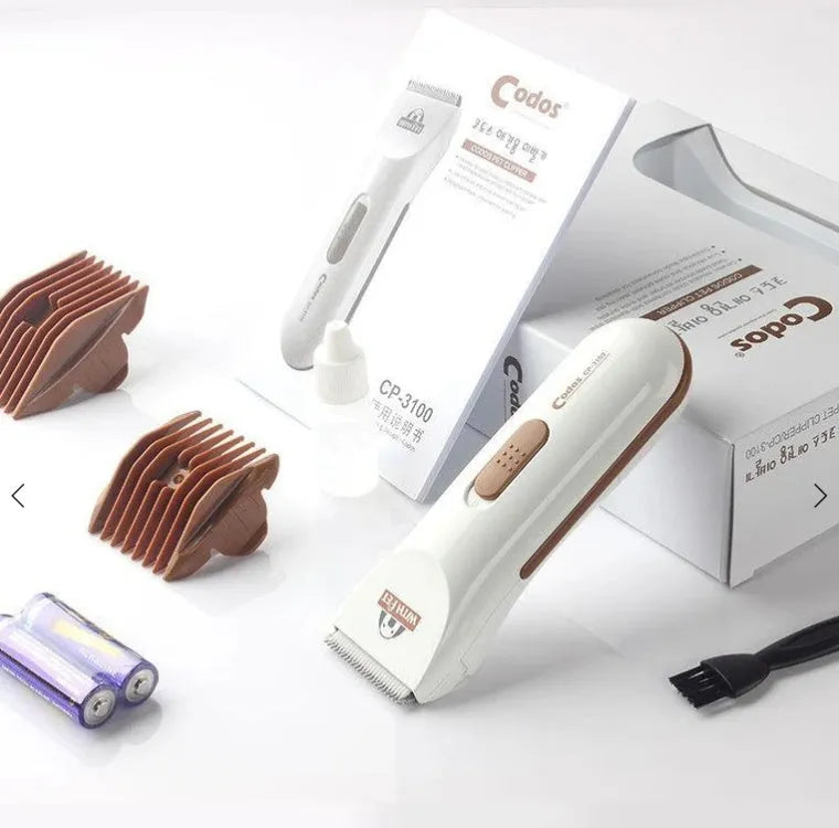 White pet hair clipper with ceramic blade for home pet grooming