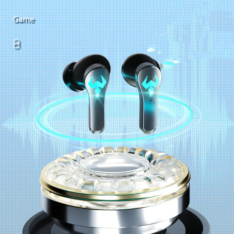 Black wireless Bluetooth sports gaming headset with in-ear design