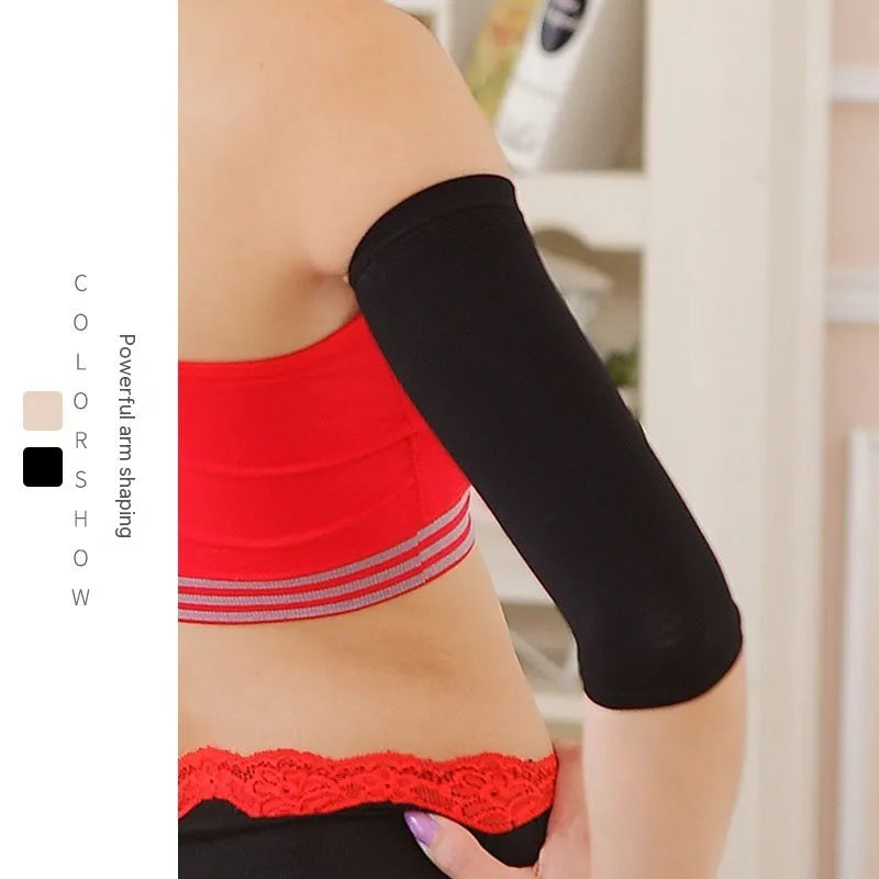 Women's shaping arm sleeve in nylon fabric black and skin colour options free size
