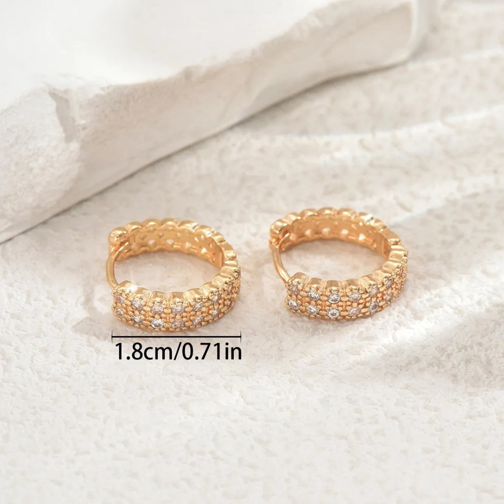 Geometric pattern copper ear studs with round dot ring design elements