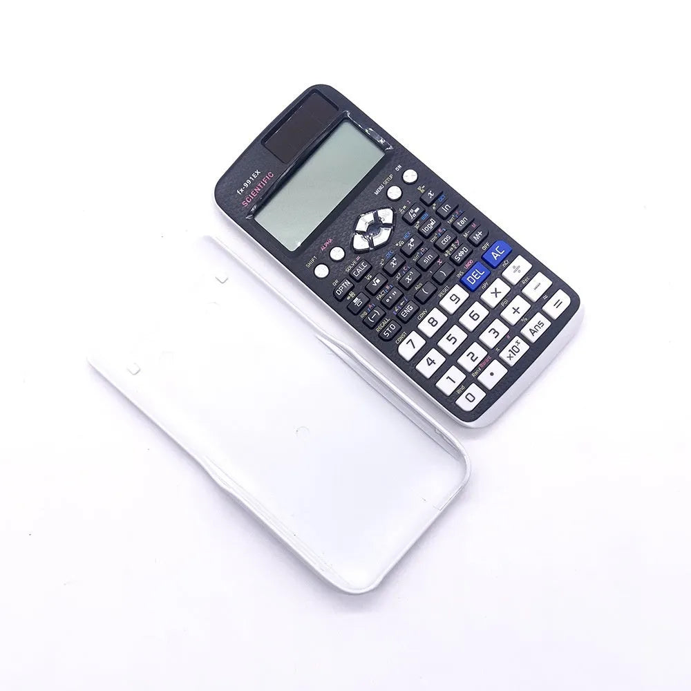 991EX scientific calculator with solar panel and ABS casing in black blue or pink