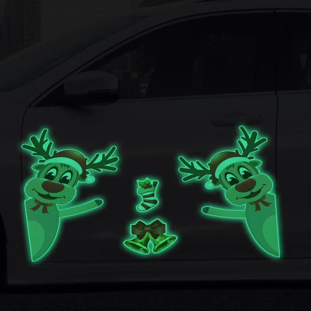 Christmas elk bell magnetic luminous reflective bumper stickers in YFC002 colour on vehicle