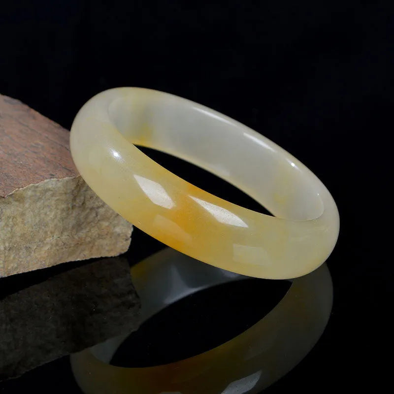 Natural light jade bracelet for women in Chinese style with polished surface showing size options
