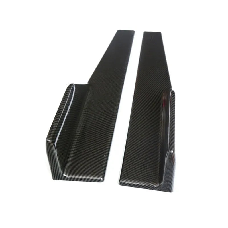 Black PU car side skirt with 3D carbon fiber pattern pair for universal fit