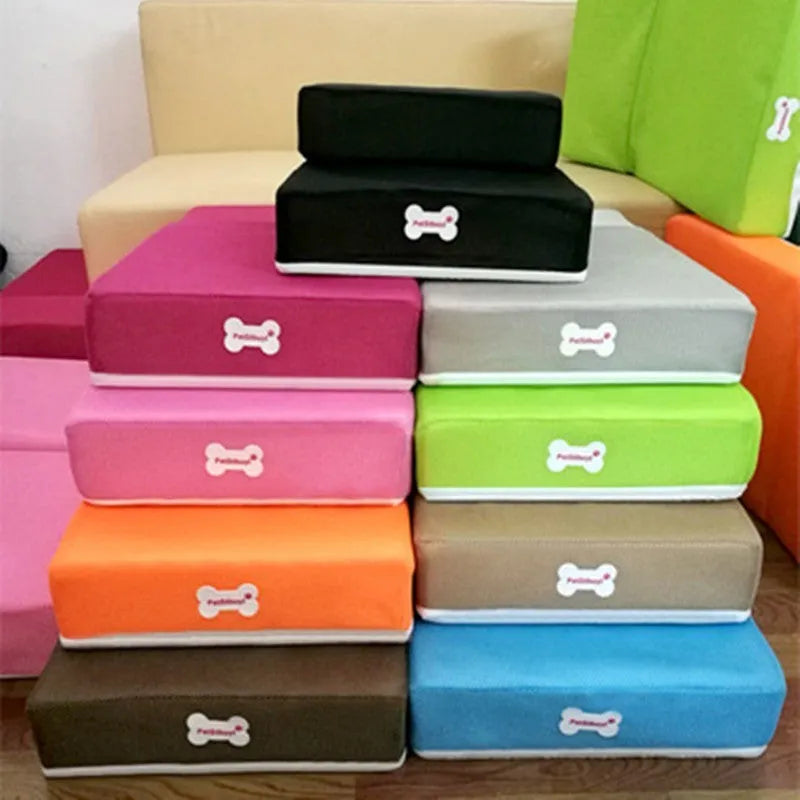 Foam Pet Stairs with Antibacterial Deodorant Sponge, Flat Surface Unfoldable, 67cm Long 40cm Wide Single Layer 10cm High Stack Height 20cm for Dogs and Cats, Available in Multiple Colours including Black Blue Grey Green Orange Pink Red Yellow Rose Red