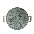 Round wrought iron belt storage tray in two sizes for home organisation.