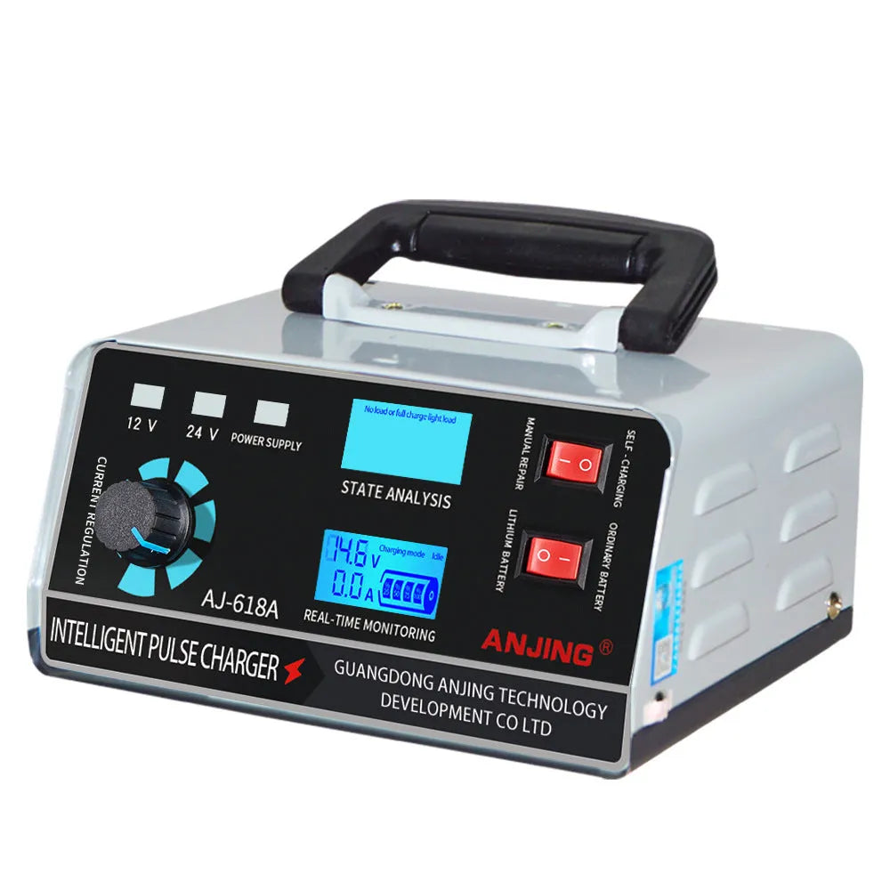 400W automobile battery charger for 12V and 24V lead-acid batteries with pulse repair and multiple protections