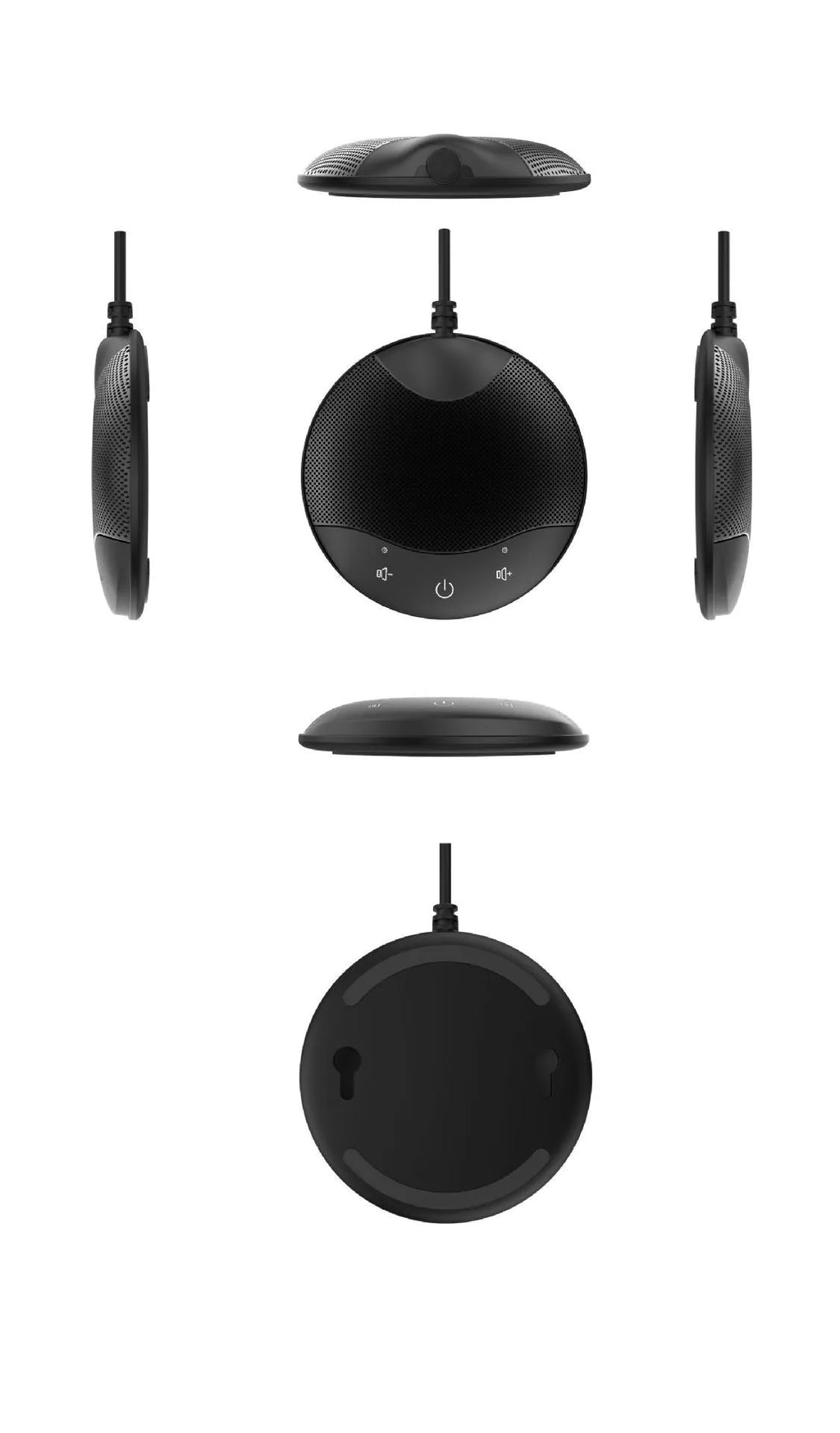 Black USB condenser desktop microphone for conference calls and gaming voice chat