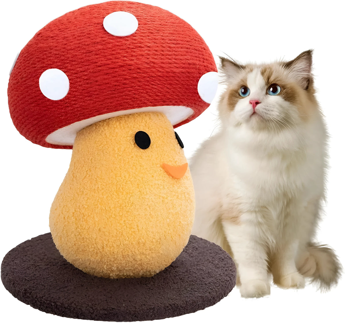 Foldable accordion design cardboard cat scratcher with mushroom shape for furniture protection
