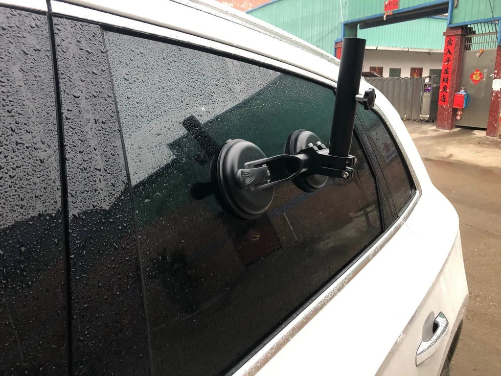 Black off-road car sucker base for flagpole mounting with round suction cup