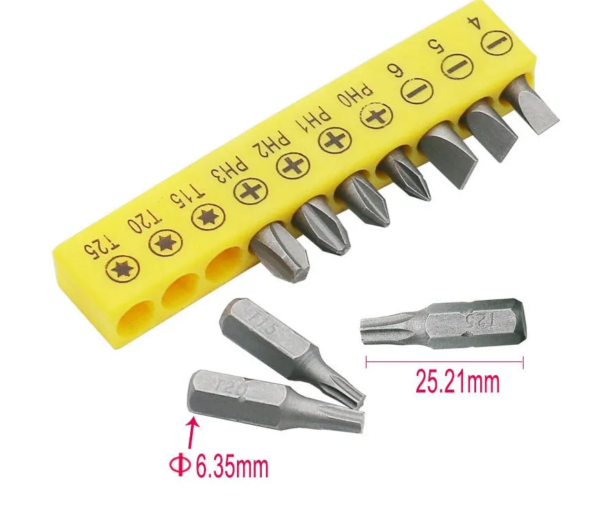 L-type double-headed socket wrench set with drill bits and matching socket wrenches