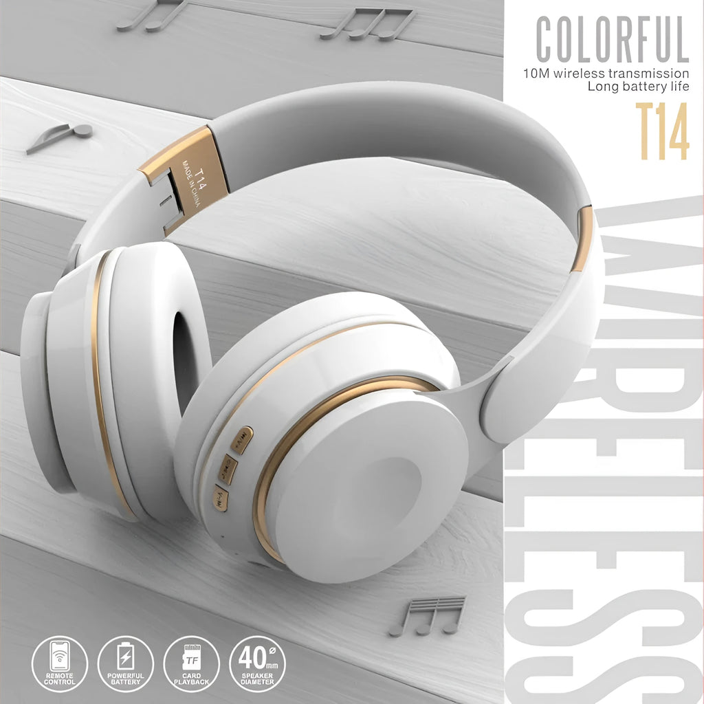 Foldable wireless Bluetooth headset in multiple colours with on-ear design