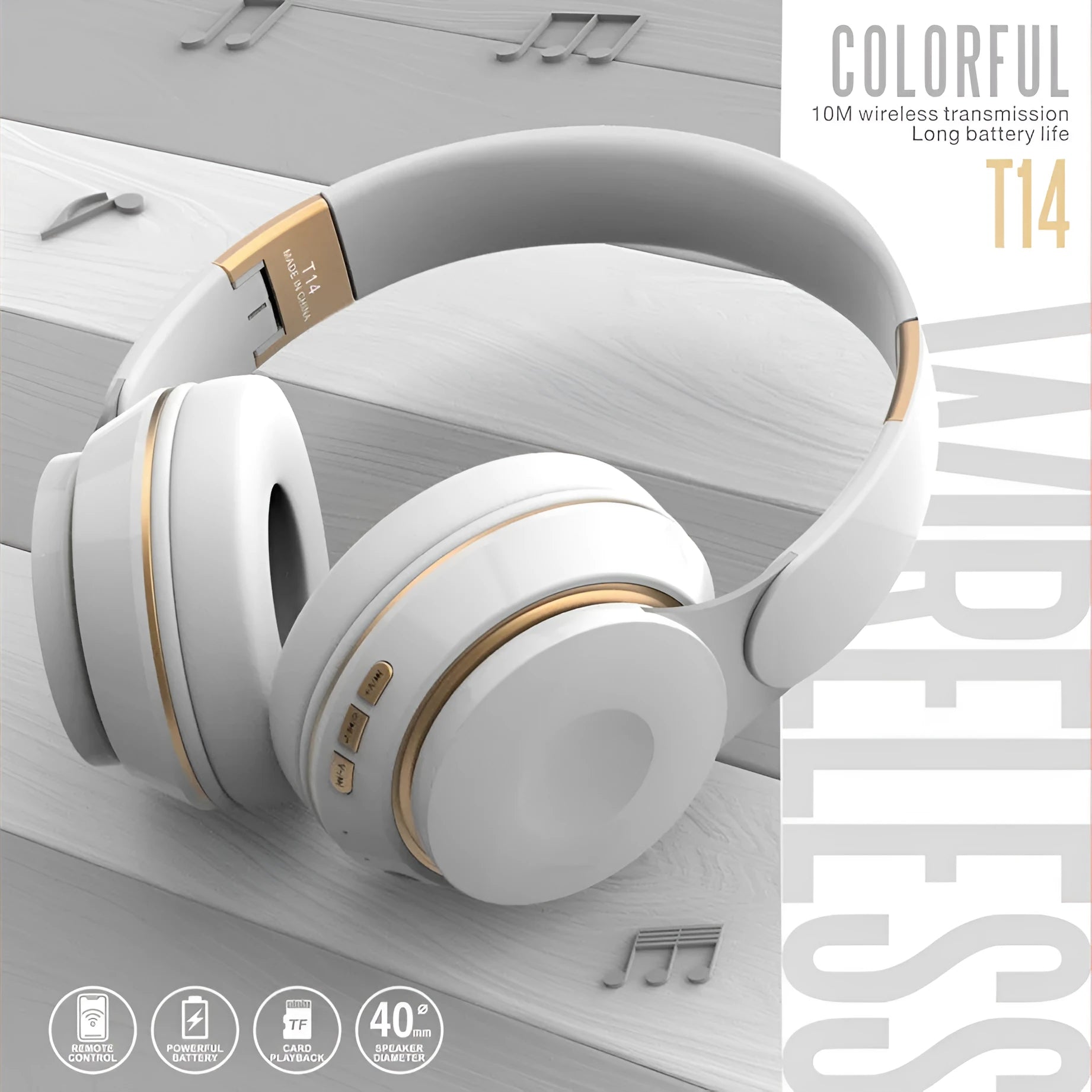 Foldable wireless Bluetooth headset in multiple colours with on-ear design