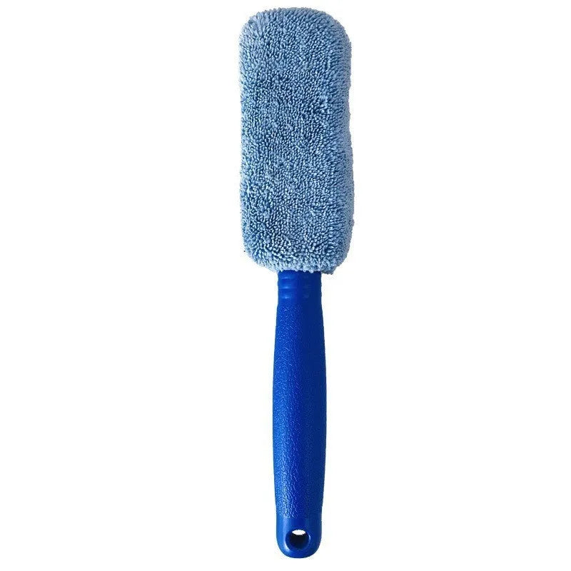 Microfiber car tyre brush with long handle for cleaning alloy wheels