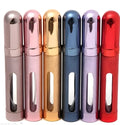 12ml aluminium travel perfume bottle with glass liner in various colours including blue, gold, pink, red, silvery, violet