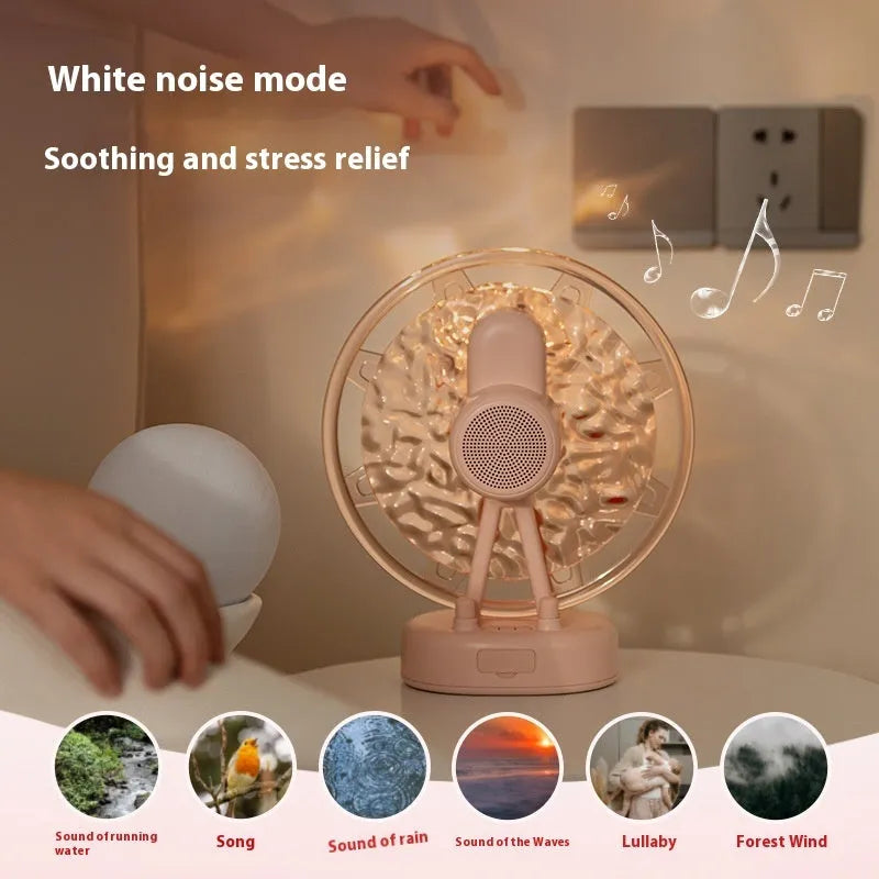 Ferris wheel design Bluetooth speaker with colourful water ripple lighting in pink or white colours
