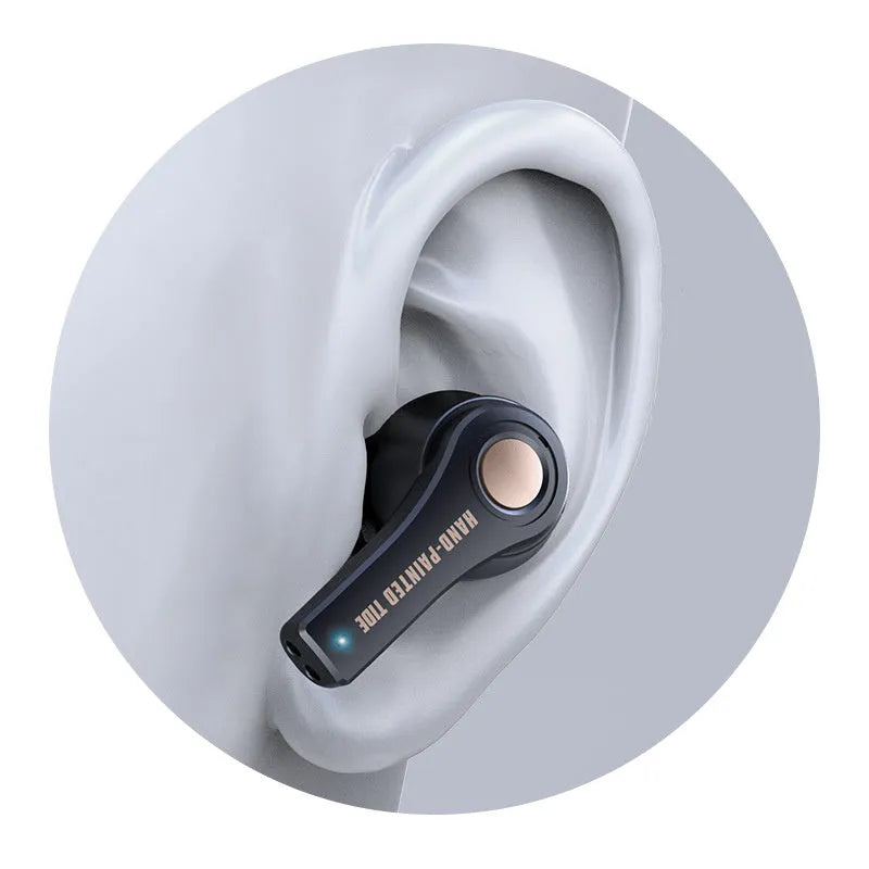 Wireless Bluetooth headset in black or white colours showing head-mounted design