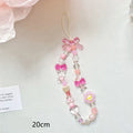 Colourful beaded flower phone lanyard with adjustable rope cord in blue, pink or yellow option