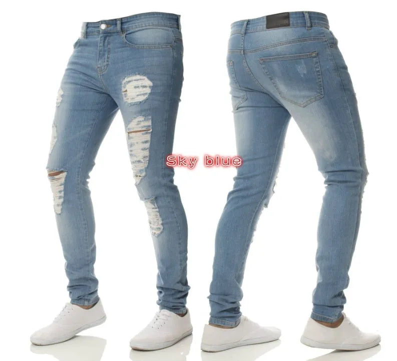 JAMAL skinny denim jeans for men in blue colour, Asian fit cotton stretch trousers