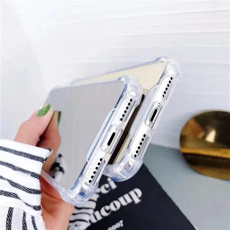Clear mirror finish TPU protective case for iPhone on a table