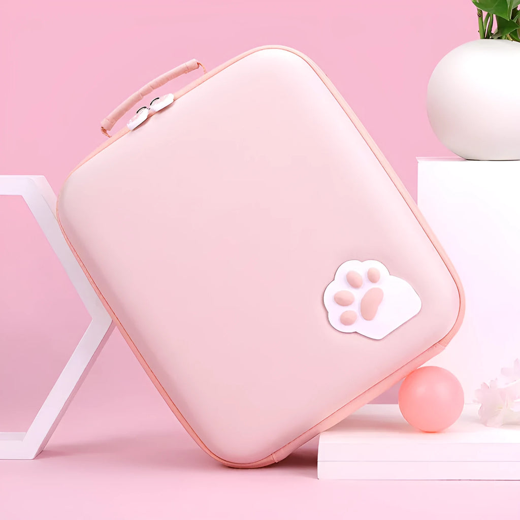 Nintendo Switch game cartridge storage bag with carrying strap in pink colour