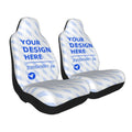 Black polyester car seat cover with elastic straps, foam padding, and rear pocket installed on a car seat