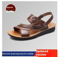 Men's first layer cowhide non-slip beach sandals with open toe in brown colour