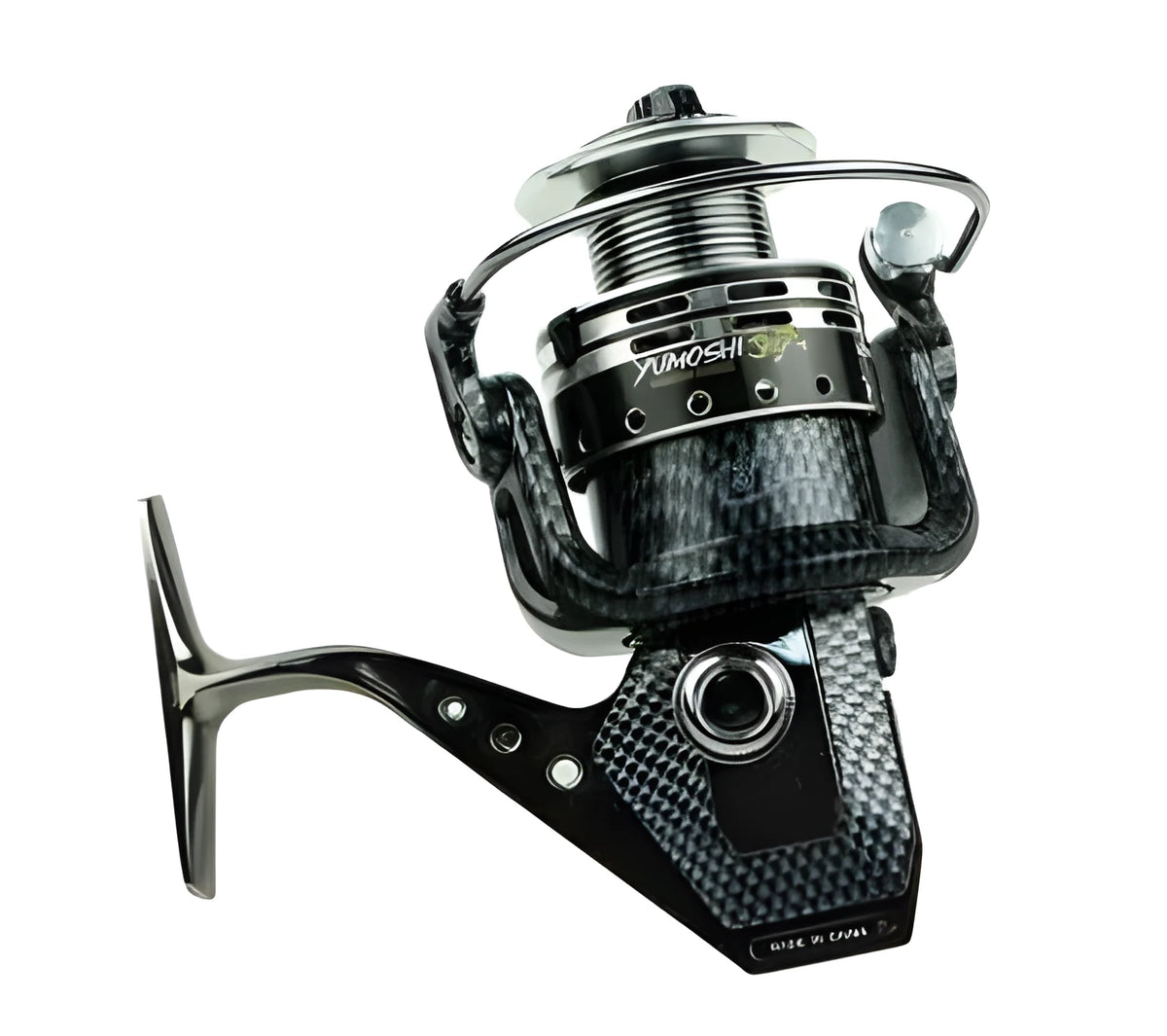 Full metal spinning reel with 13+1 bearings, high-hard aluminium alloy wire cup, and metal foot, snake skin plating finish