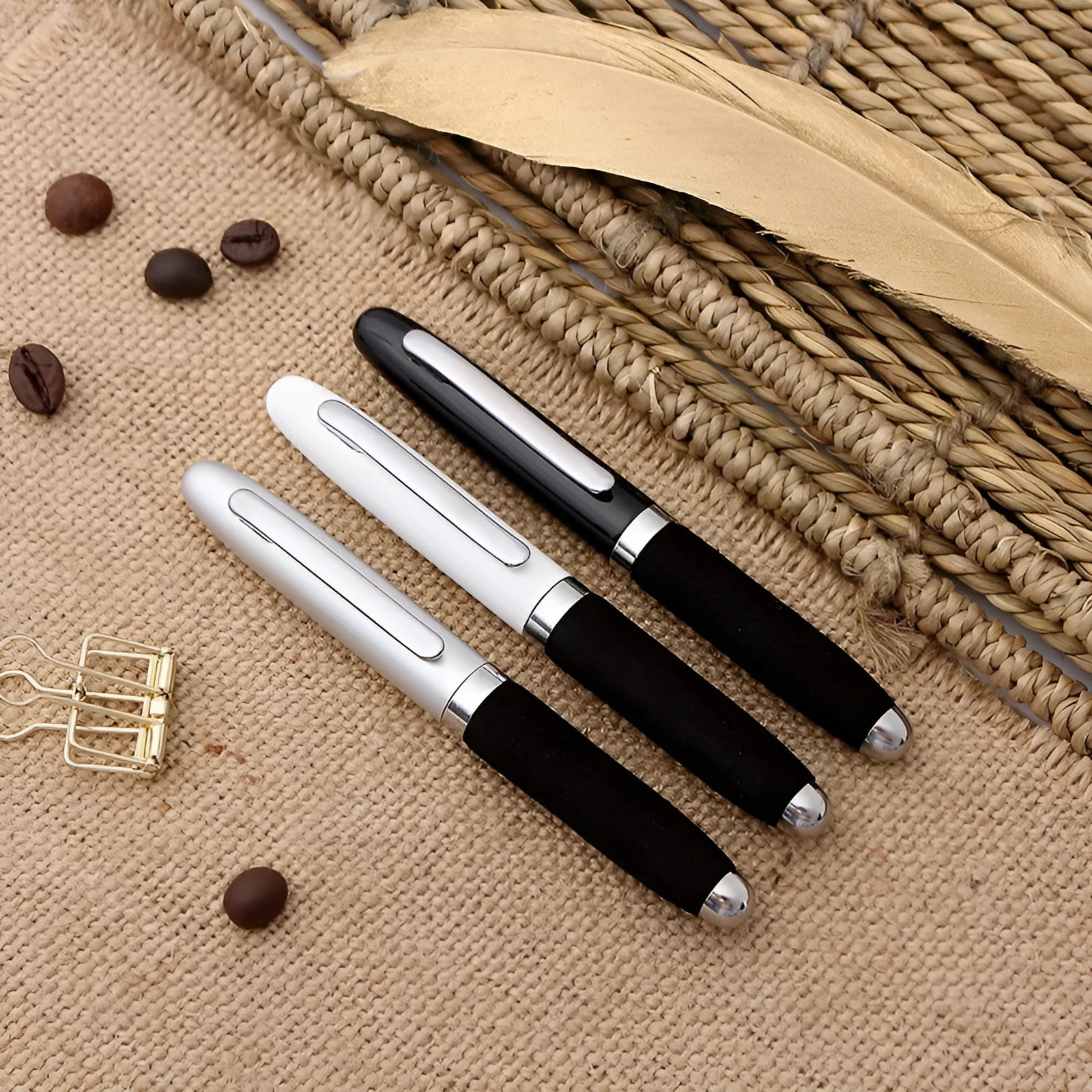 EVA metal cap ballpoint pen with 1.0mm bullet tip shown in silver colour