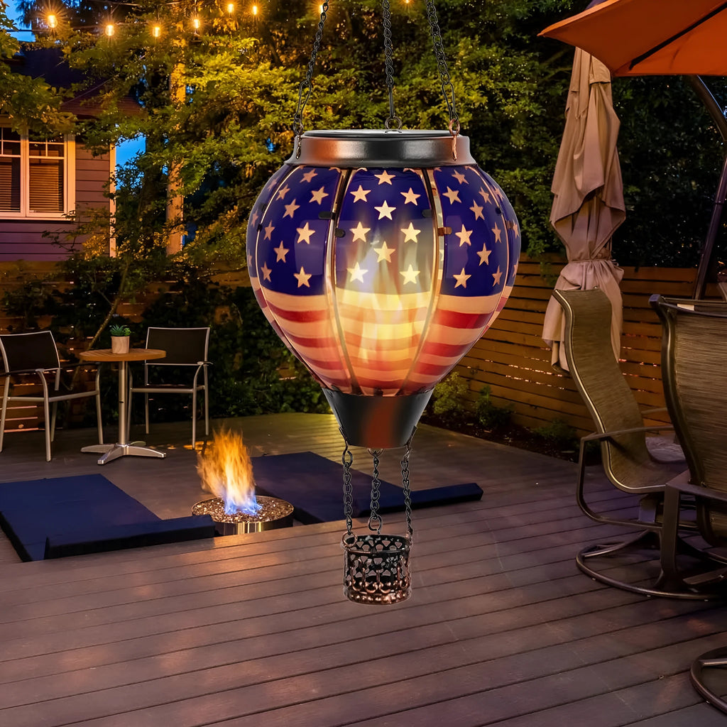 Solar hanging lantern, metal European style, 14x14x48cm, outdoor decorative light