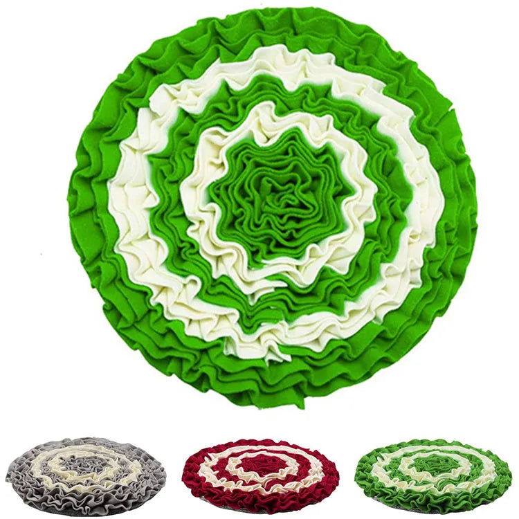 Pet Slow Food Sniffing Mat flannel 45 cm green colour on floor