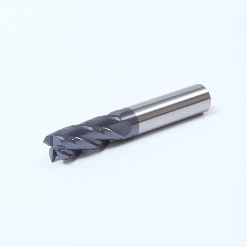 Hard alloy carbide milling cutter with straight shank and spiral cutting edges.