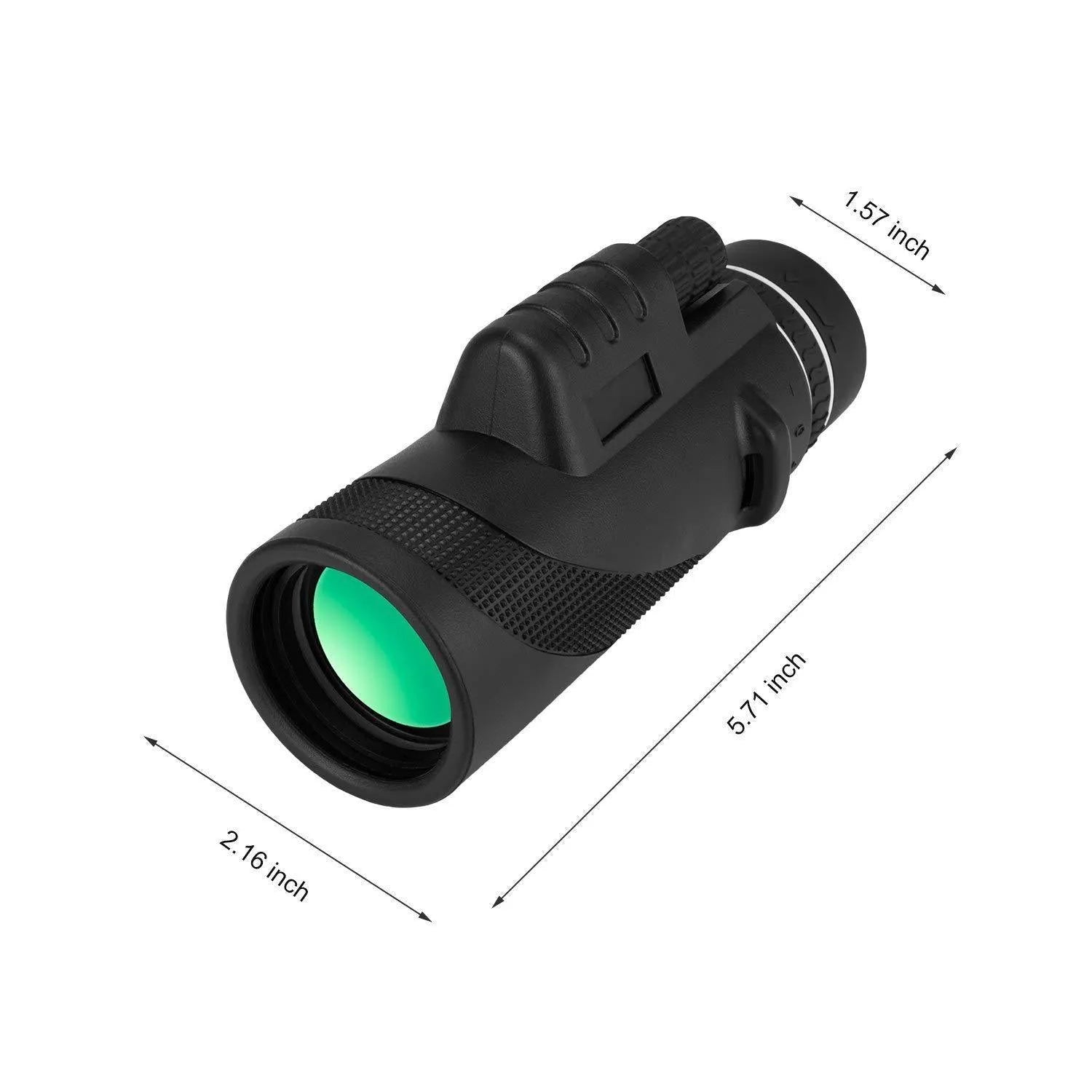 Black 40x60 mobile phone telescope monocular with waterproof nitrogen-filled construction and FMC green film lenses