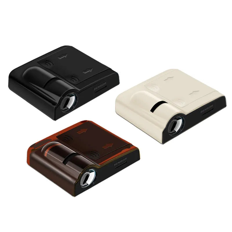 Beige and black universal car interior decorative projection radium lamp with compact ABS plastic shell.