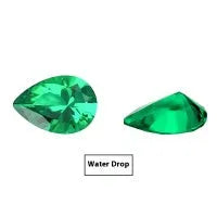 Columbia green cultivated emerald gemstone in a selection of cuts including round, princess, heart, and asche.