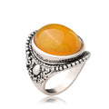 Alloy ring with antique silver amber electroplated finish and geometric retro design