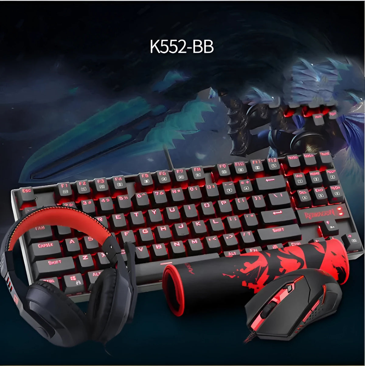 Wired USB gaming keyboard and mouse set with green axis mechanical keyboard, monochrome luminous backlight, black or white