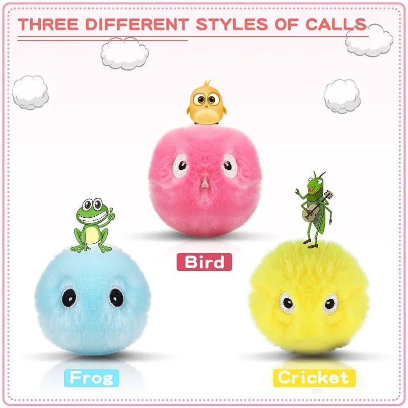 Interactive cat toy ball in blue, pink or yellow with 55mm diameter and smart trigger for animal sounds